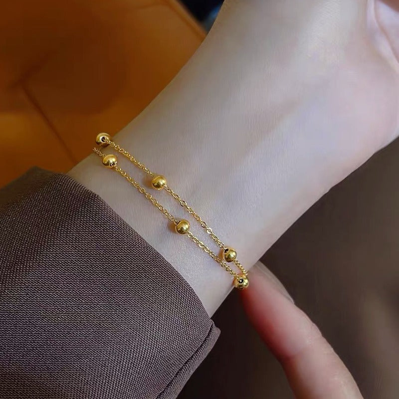 Women's Light Luxury Gold Bead Simple Design Bracelet