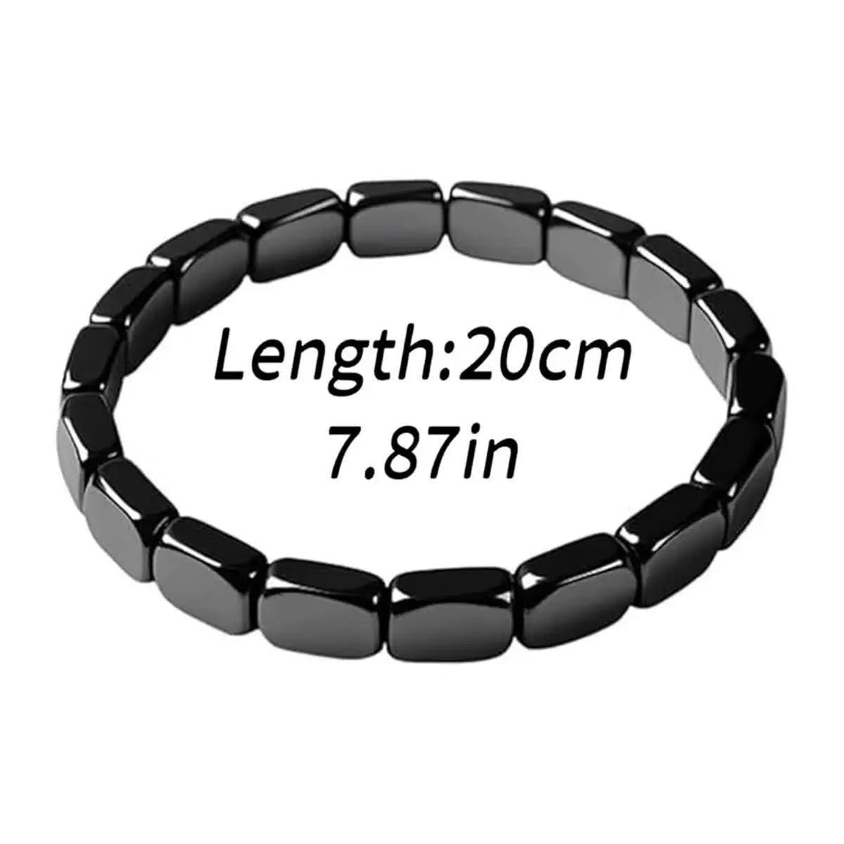 Men's Fashion Hematite Geometric Beaded Unisex Elastic Trend Bracelet