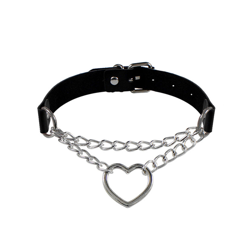 Heart Choker Leather Shaped Chain Clavicle Pendants