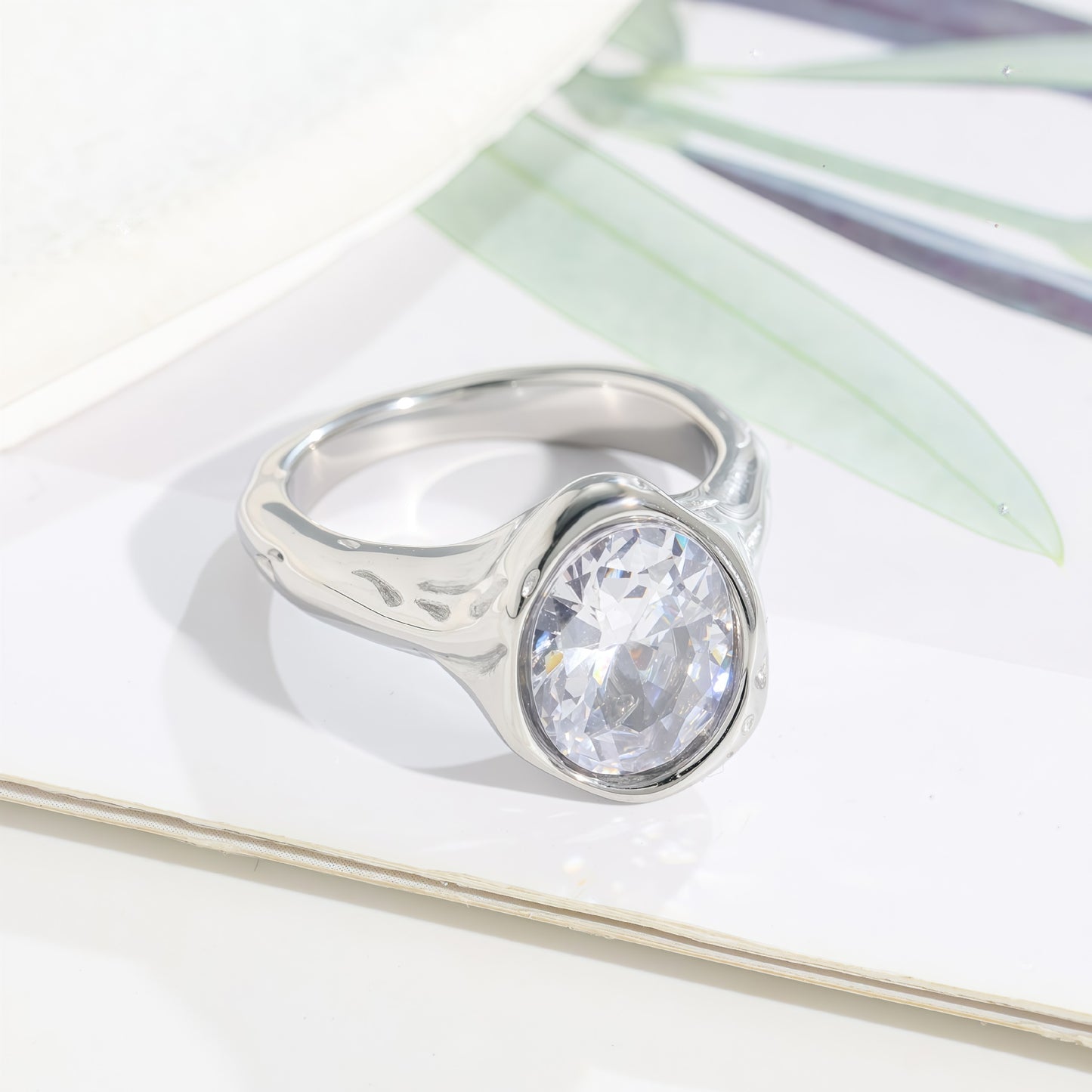 Women's Classic Style Stainless Steel Irregular Design Ring