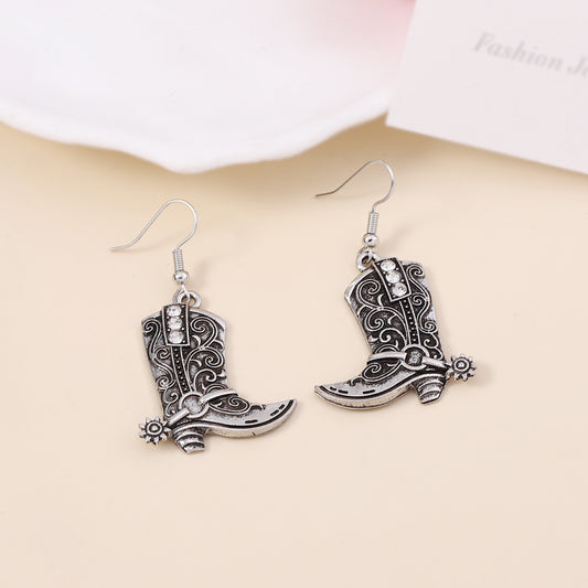 Retro Bohemian Unique Design Two-tone Rose Boots Western Jewelry Set