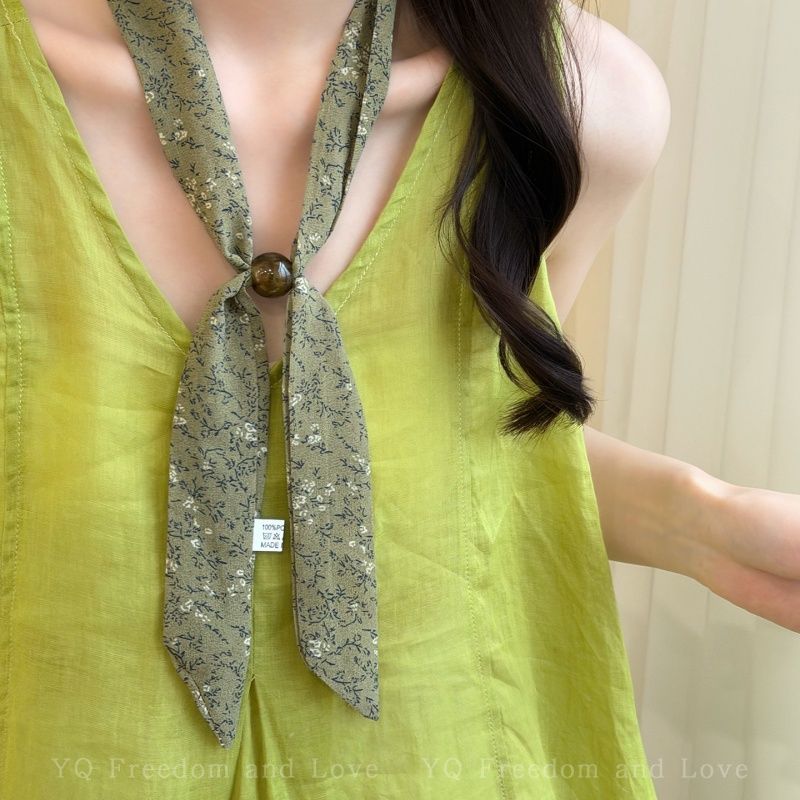 Color Green Shivering Scarf Female Niche Pull-out Long Sweater Chain Necklace