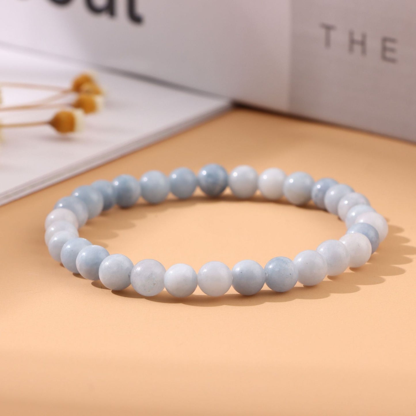 Women's & Men's Round Beads Couple Fashion Elastic String Beaded Bracelets