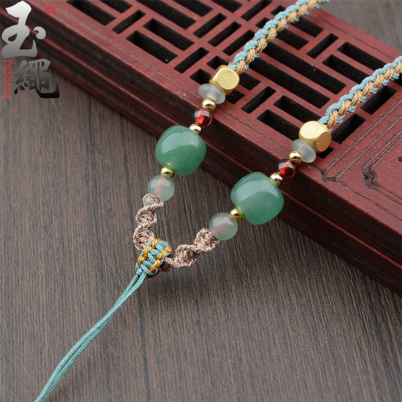 Comfortable Rope Emerald Jade Hand-woven Aventurine Necklaces
