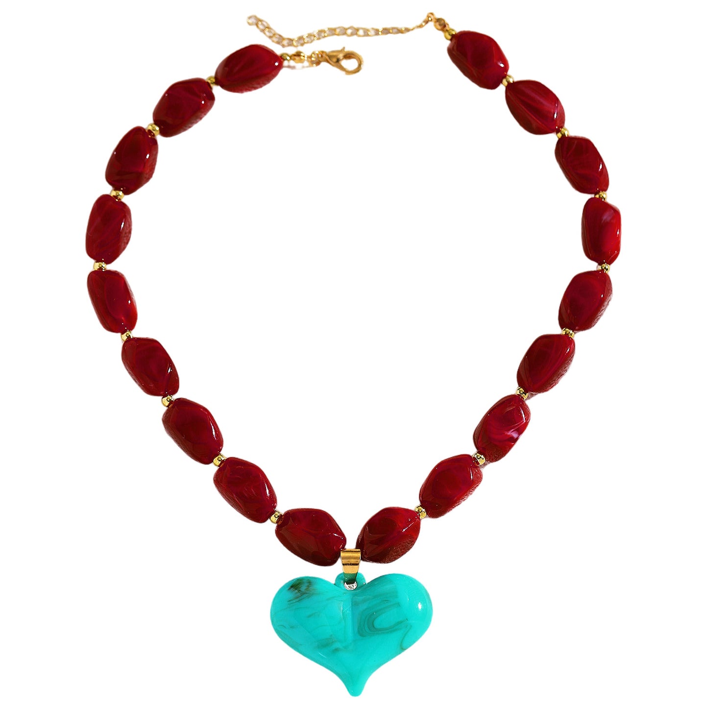 Dopamine Color Resin Big Heart Exaggerated Irregular Beaded Vacation Style Necklaces