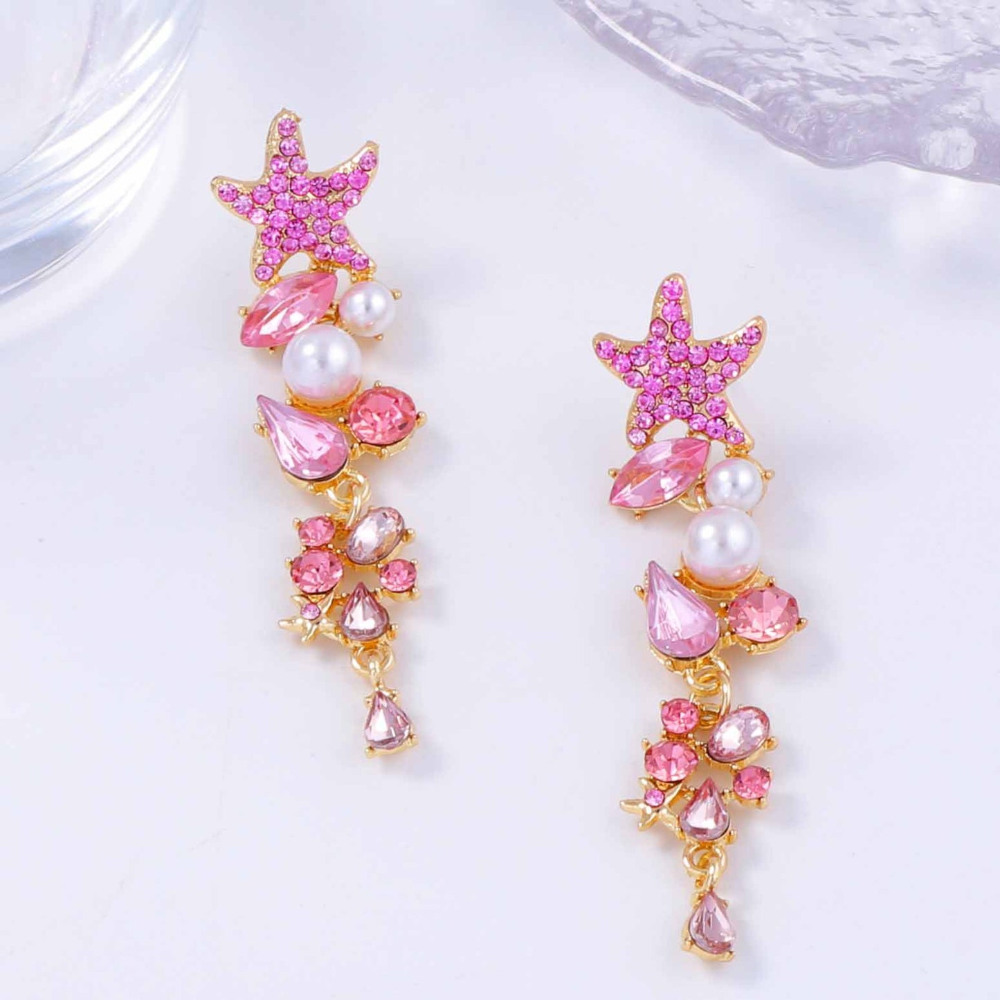 High-key Dignified Starfish Long Alloy Connection Earrings