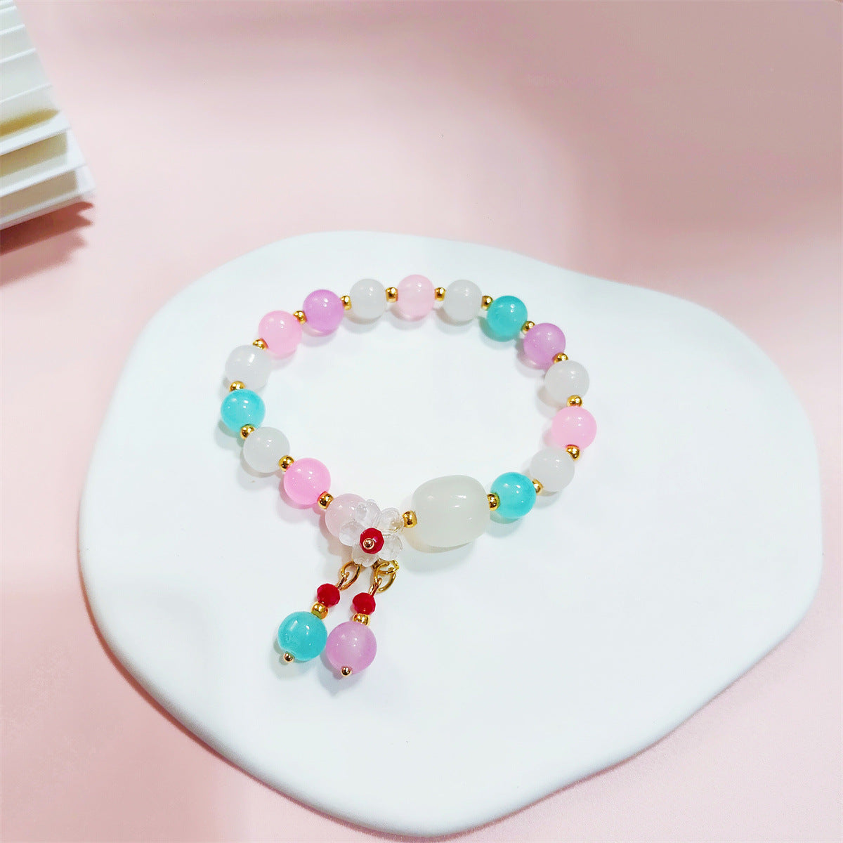 Female Natural White Yu Light Luxury Minority Gift Colored Glaze Bracelet