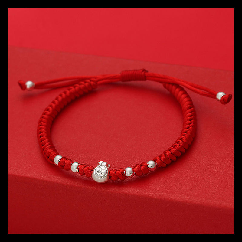Female Hand-woven Zodiac Anniversary Year Red Carrying Strap Bracelet