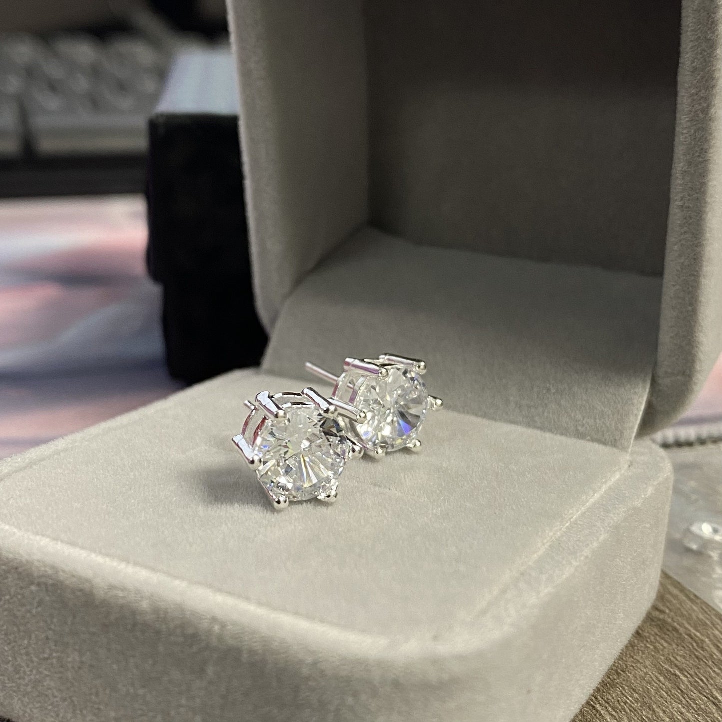 Moissanite Ear Female With Hearts Sterling Earrings