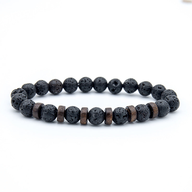 Men's Beaded Fashion Volcanic Rock Wooden Bead Bracelets