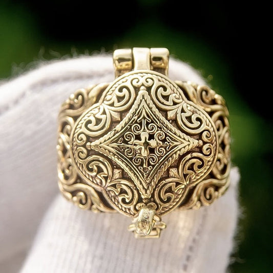 Men's Hand Ethnic Style Man's Flip Carved Flower Rings