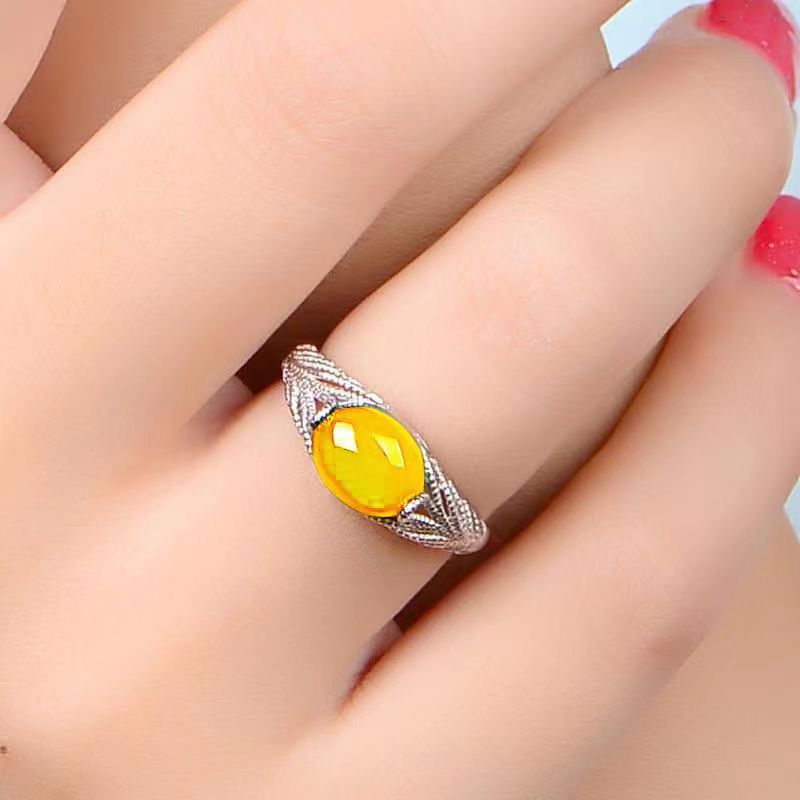 Women's Imitation Jade Ruby Emerald Open Hipster Ring