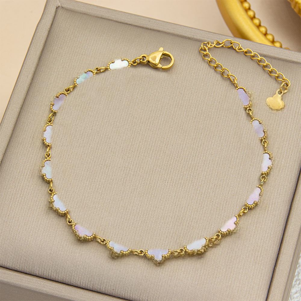 Four Flower Gold Colorful Rhombus Pattern Bracelet
