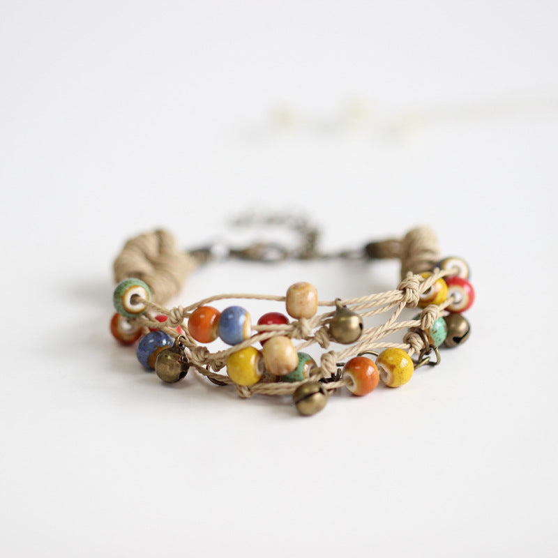 Women's Flower Glaze Color Beads Bohemian Style Fashion Bracelets