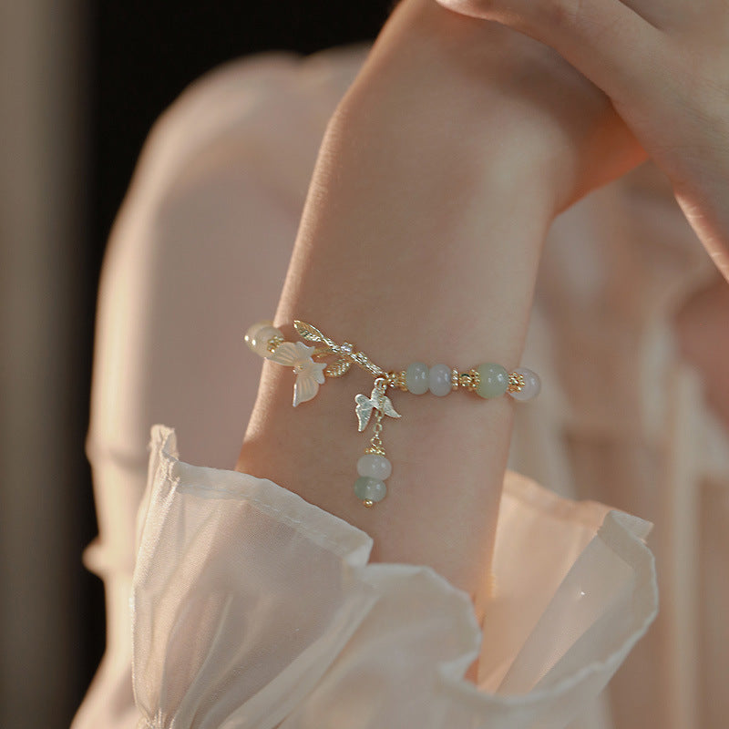 Dream Floating Chinese Style Jade White Lip Shell Light Luxury Bracelet