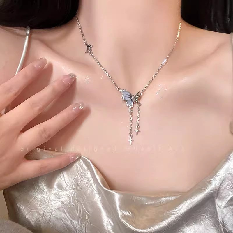 Women's High-grade Butterfly Pearl Style Niche Clavicle Chain Light Luxury Necklaces