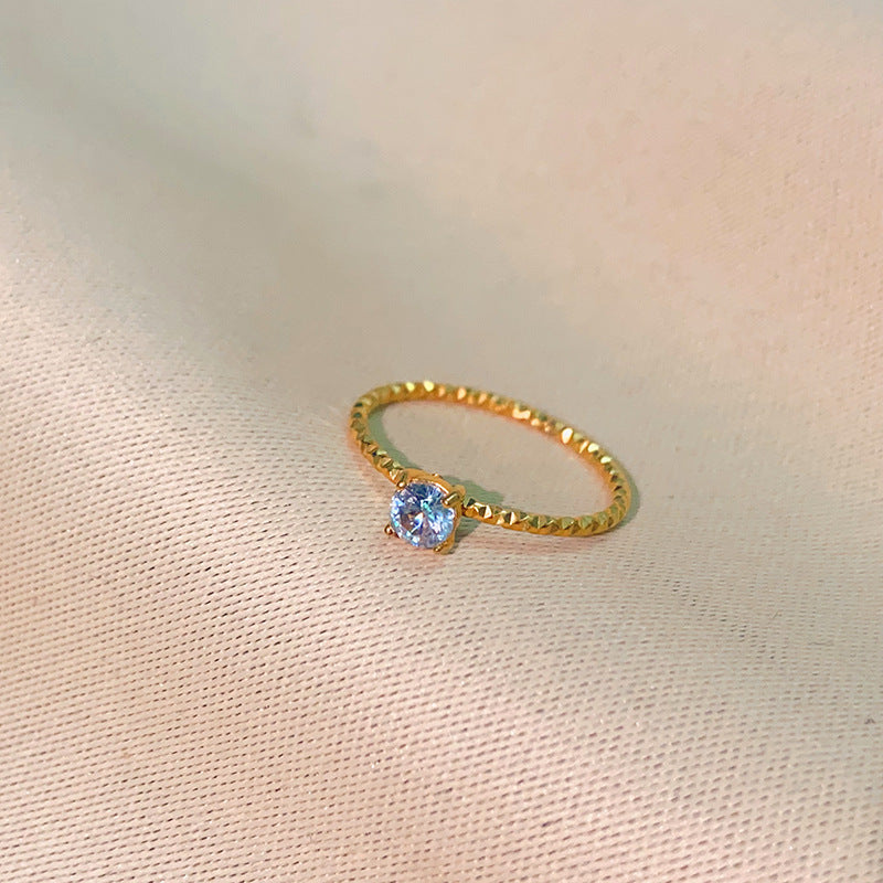 Women's Starry Sky Super Flash Single Diamond Little Rings