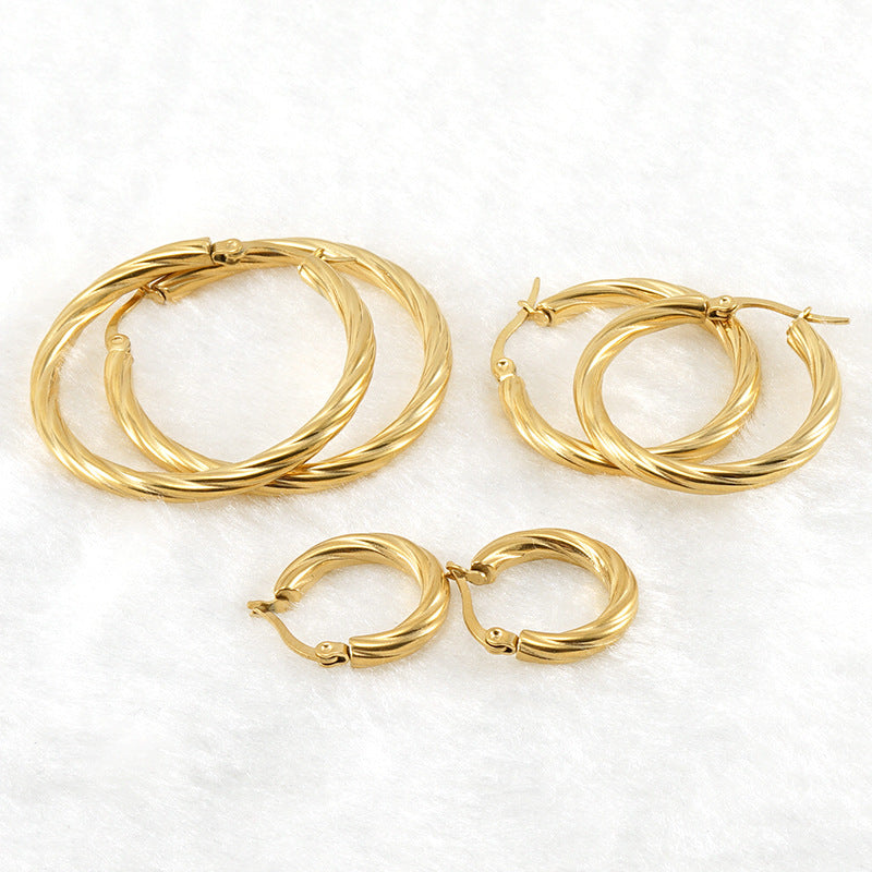 Women's Stainless Steel Twist Fashion Simple Titanium Earrings