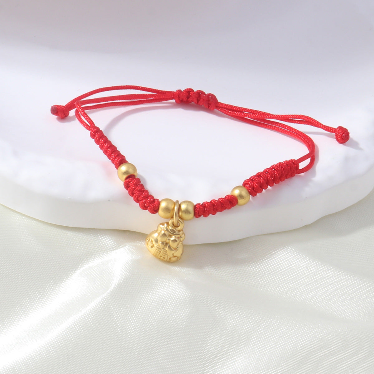 Braided Red Rope Auspicious Language Butterfly Fortune Cat Safe Joy Bracelets