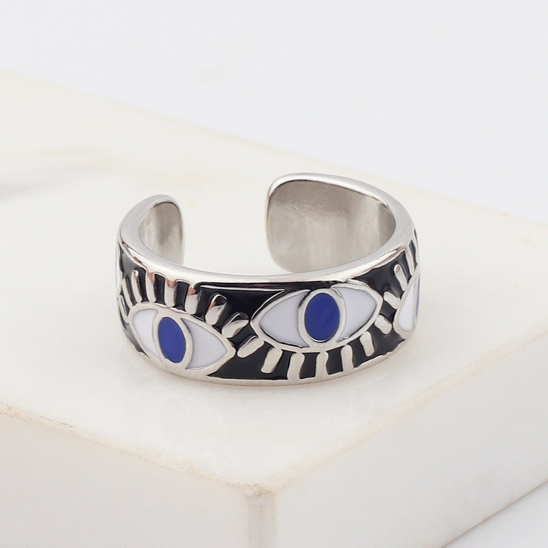 Female Devil's Eye Gold Plated Drop Rings