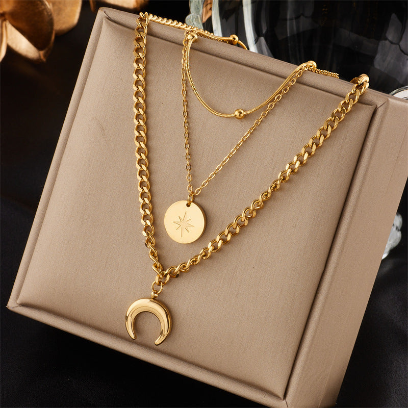 Women's Sun Cross Stainless Steel Fashion Personality Design Necklace