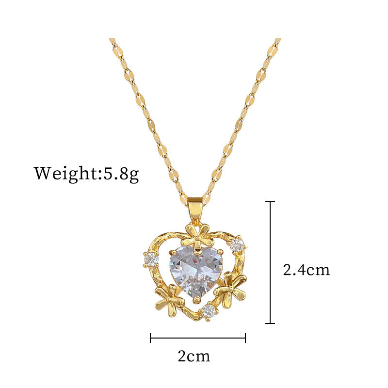 Steel Lucky Female Copper Micro Inlay Real Gold Plating Necklaces