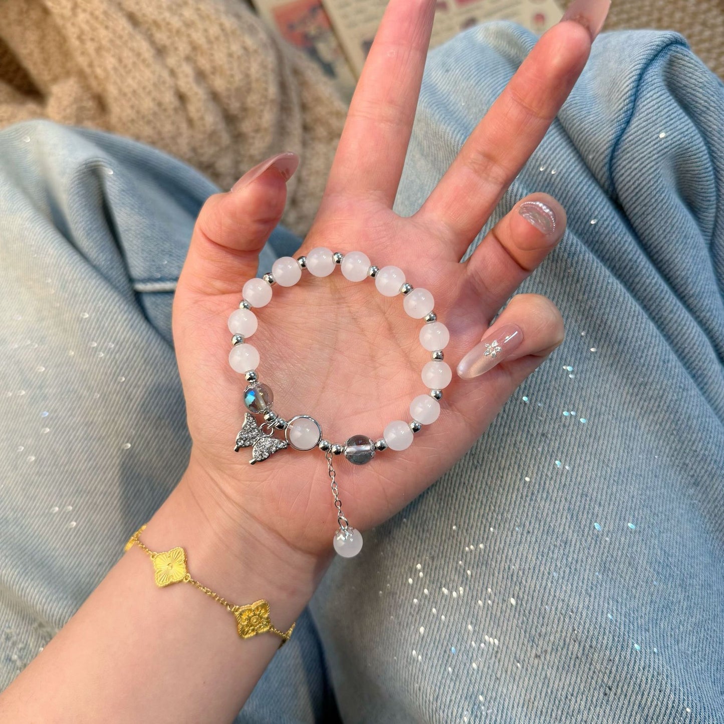 Women's Aquamarine Heart High-grade Ocean Valentine's Day Bracelets