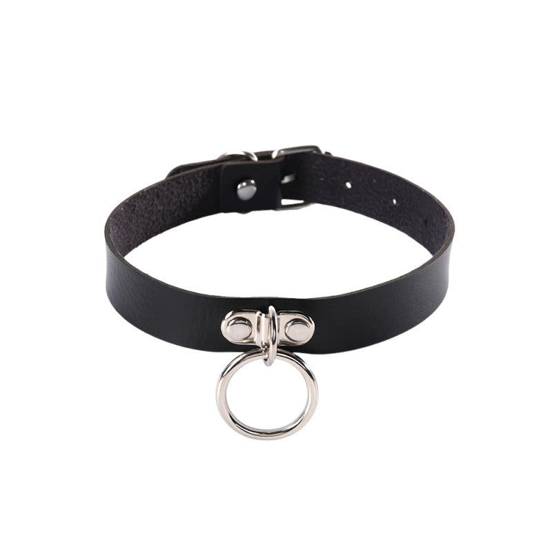 Women's Nightclub Hip Hop Double Leather Neck Collar