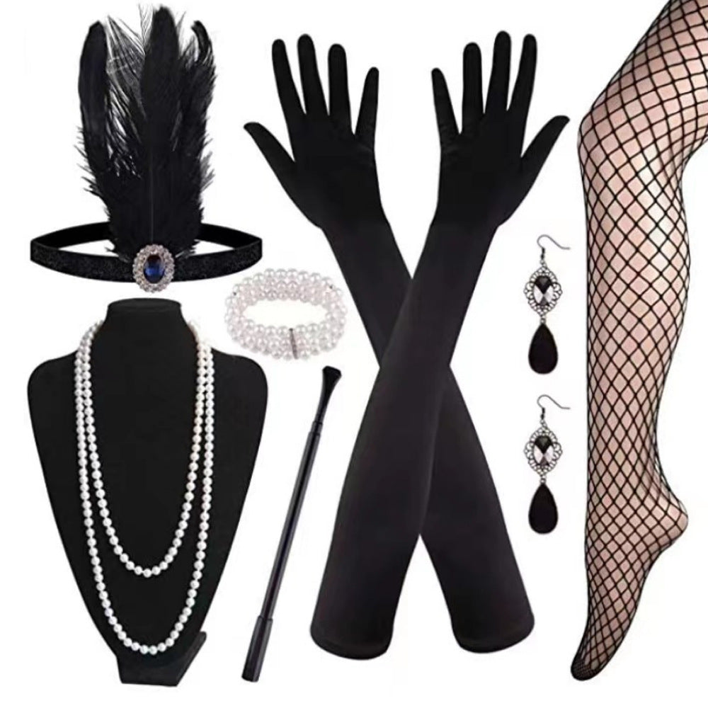 Red Feather Hair Band Masquerade Single Jewelry Set