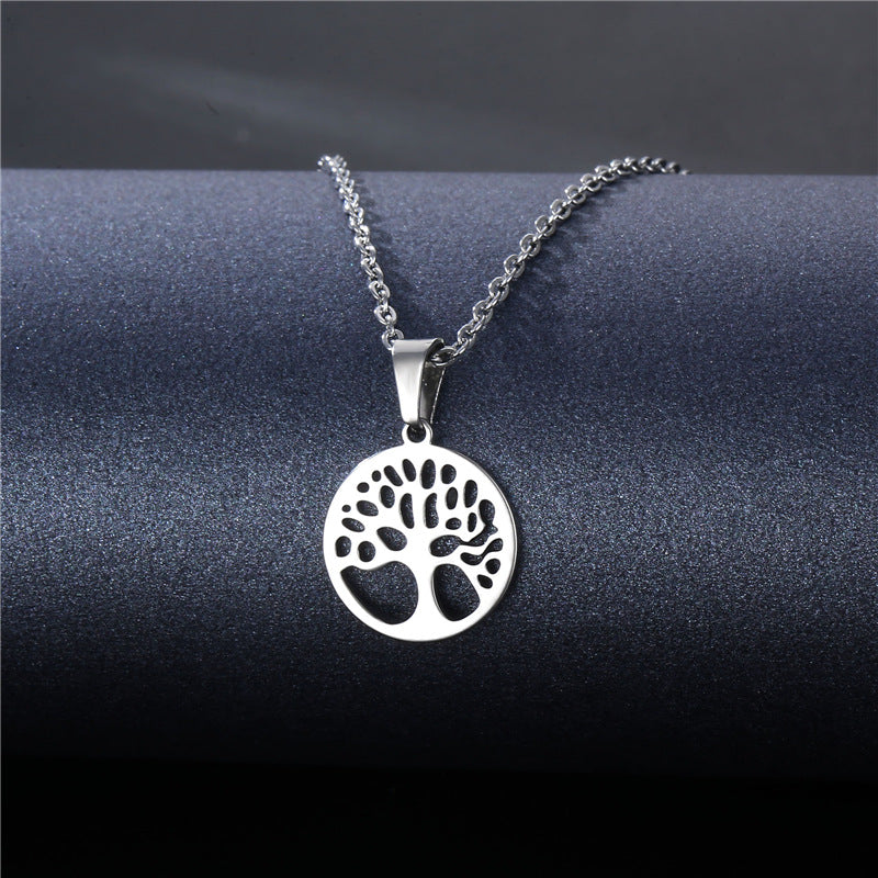 Stainless Steel Cut Hollow Geometry Tag Necklace