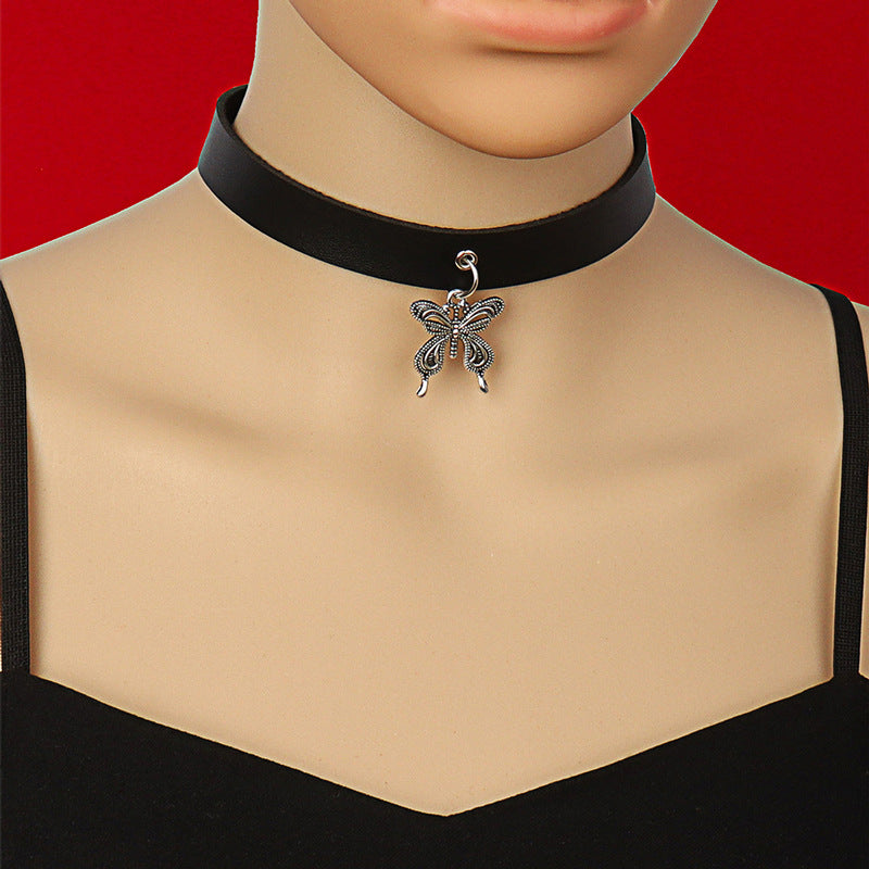 Women's Mori Sweet Cool Butterfly Leather Item With Clavicle Pendants