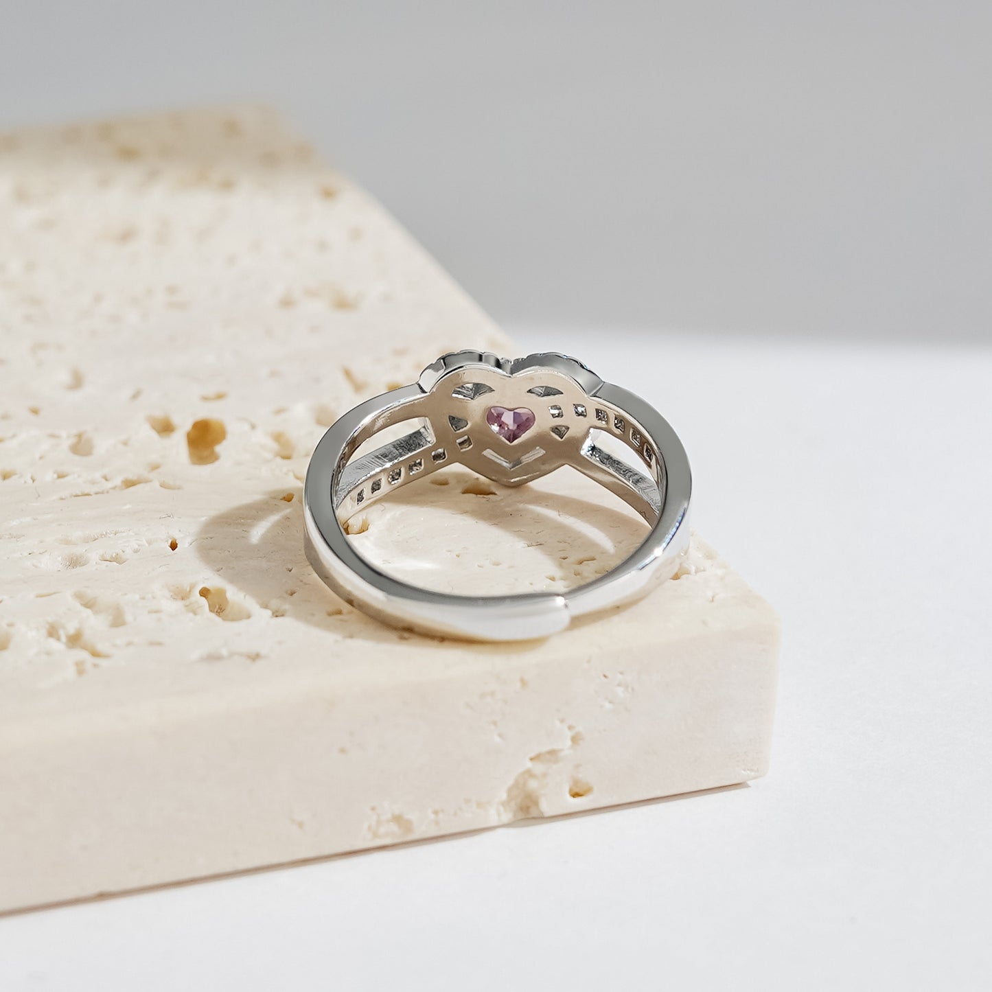 Women's Loving Heart Zircon Female Fashion Simple High Ring