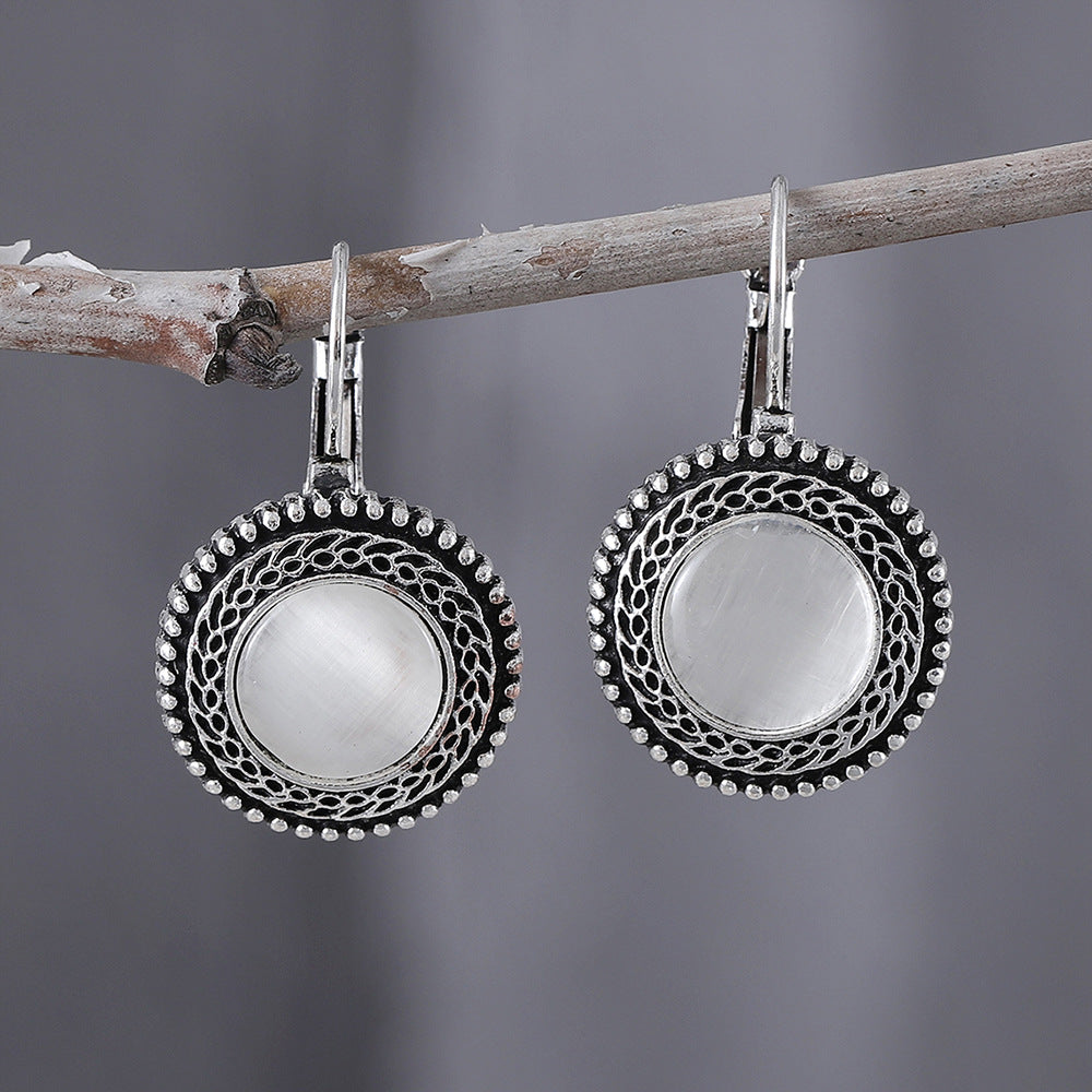 Fashion Bohemian Ethnic Style Inlaid Jewel Metal Alloy Retro Earrings