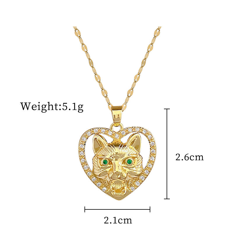 Steel Lucky Female Copper Micro Inlay Real Gold Plating Necklaces