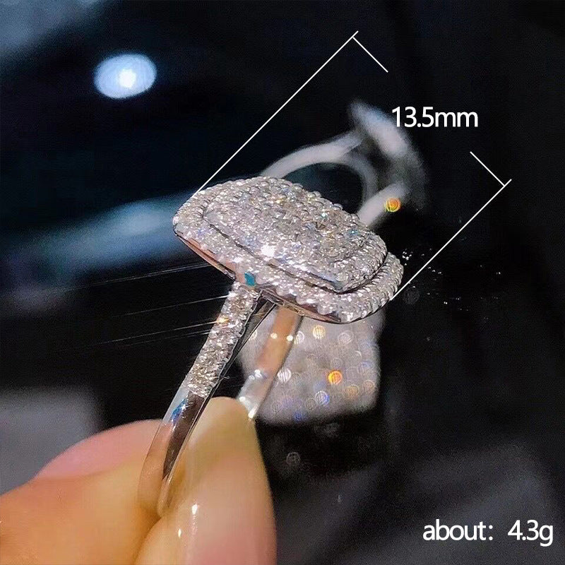 Wedding Bridal Rhinestone Square Full Zircon Rings