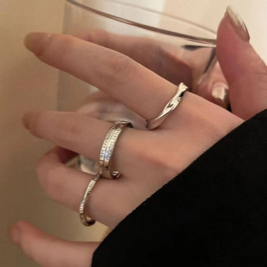 Pigment Three-piece Set Female Cold Wind Simple Rings