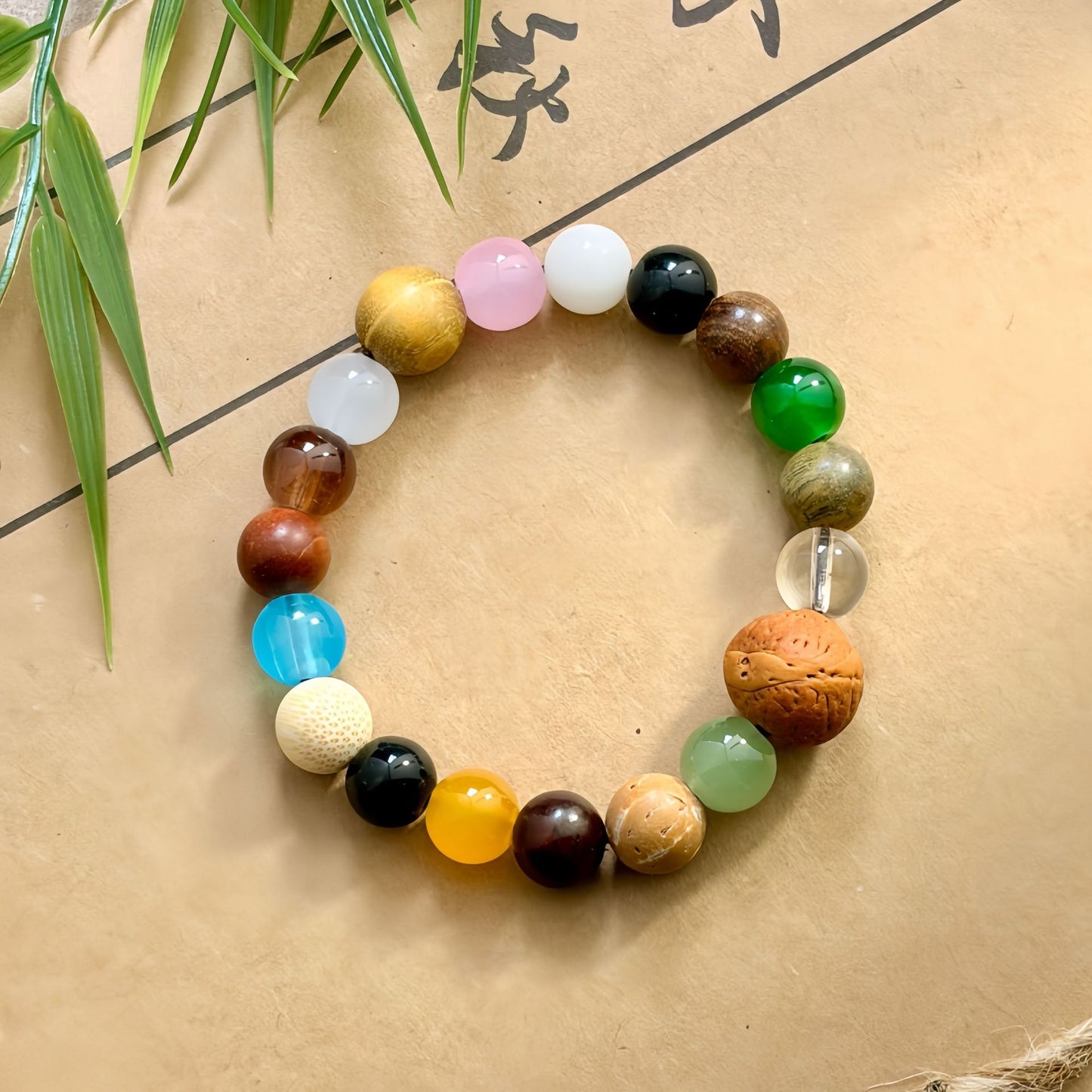 Women's & Men's Spot Seeds Multi Jewels Bodhi Prayer Bracelet