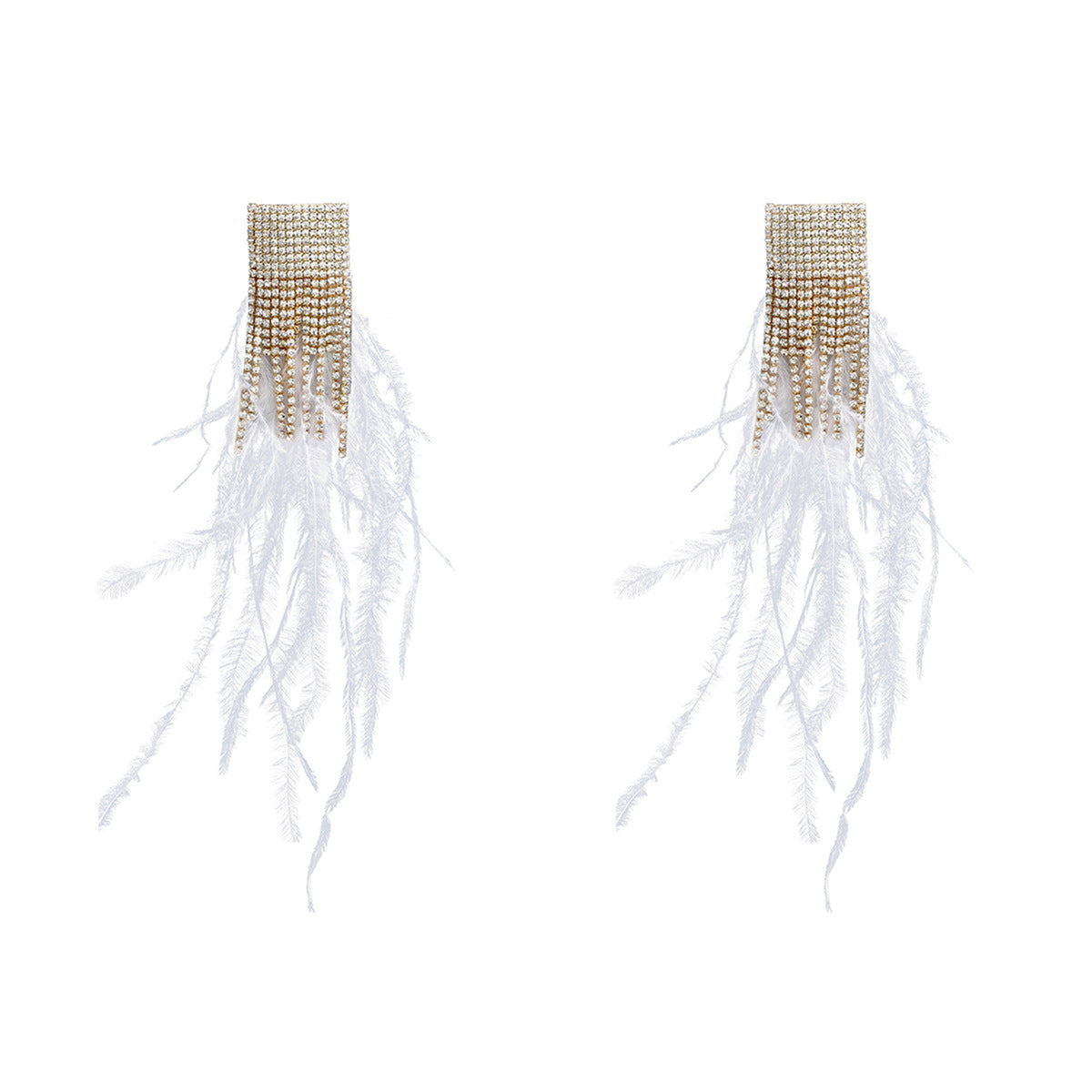 Women's Alloy Diamond Long Feather Tassel Bohemian Earrings