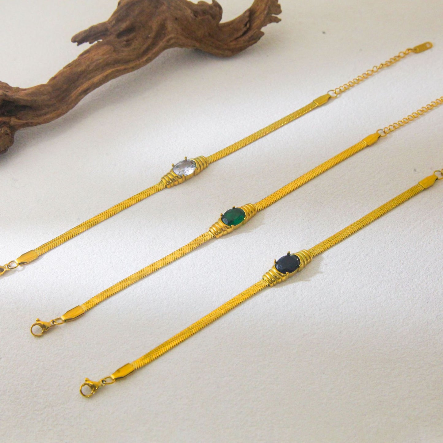 Blade Chain Retro Colorful Glass Zircon Inlaid Bracelets