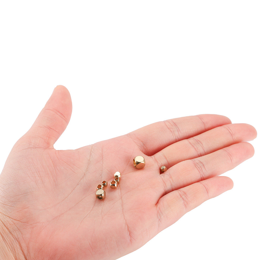 Brass Pearlescent Perforated Beads Square Metal Jewelry Accessories