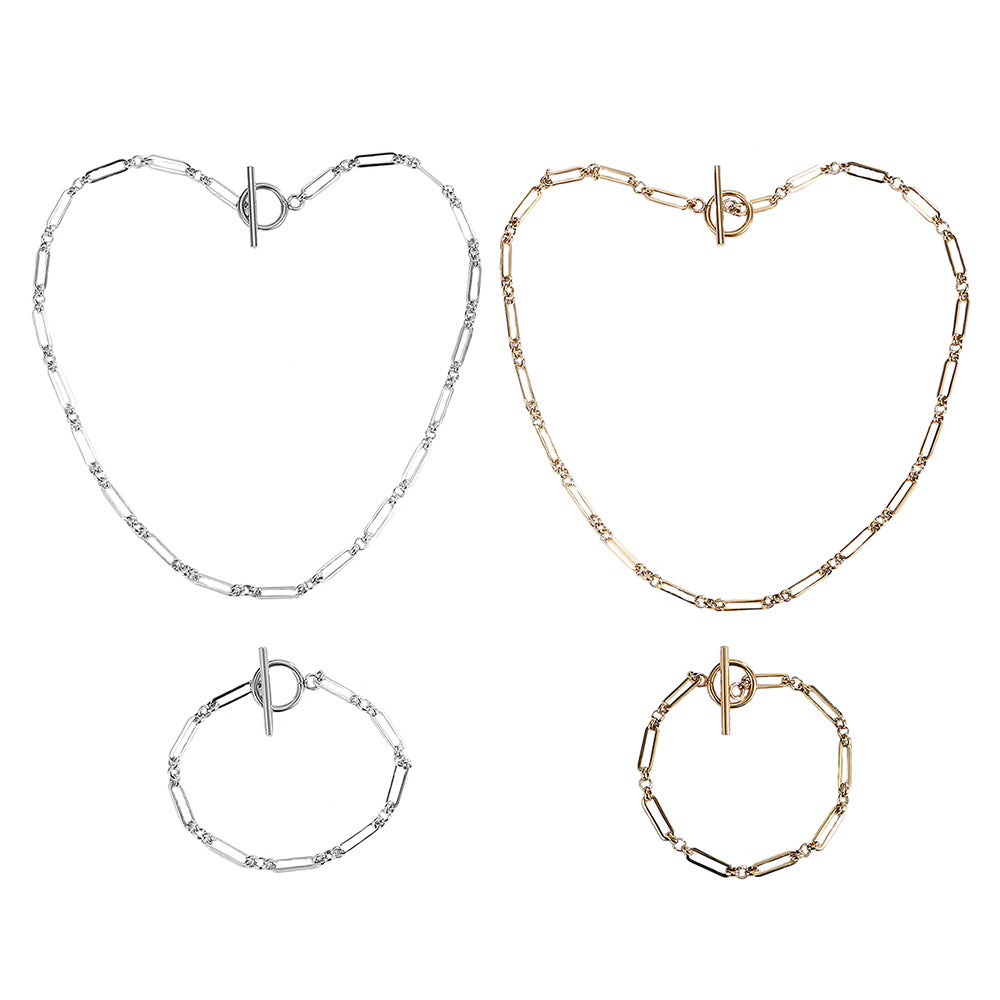 Fashion Waterproof Hard-wearing Metal Stainless Steel Handmade Chain Jewelry Set