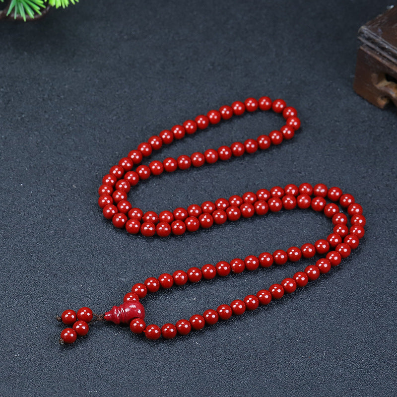Chain Natural Cinnabar Beads Purple Gold Bracelet