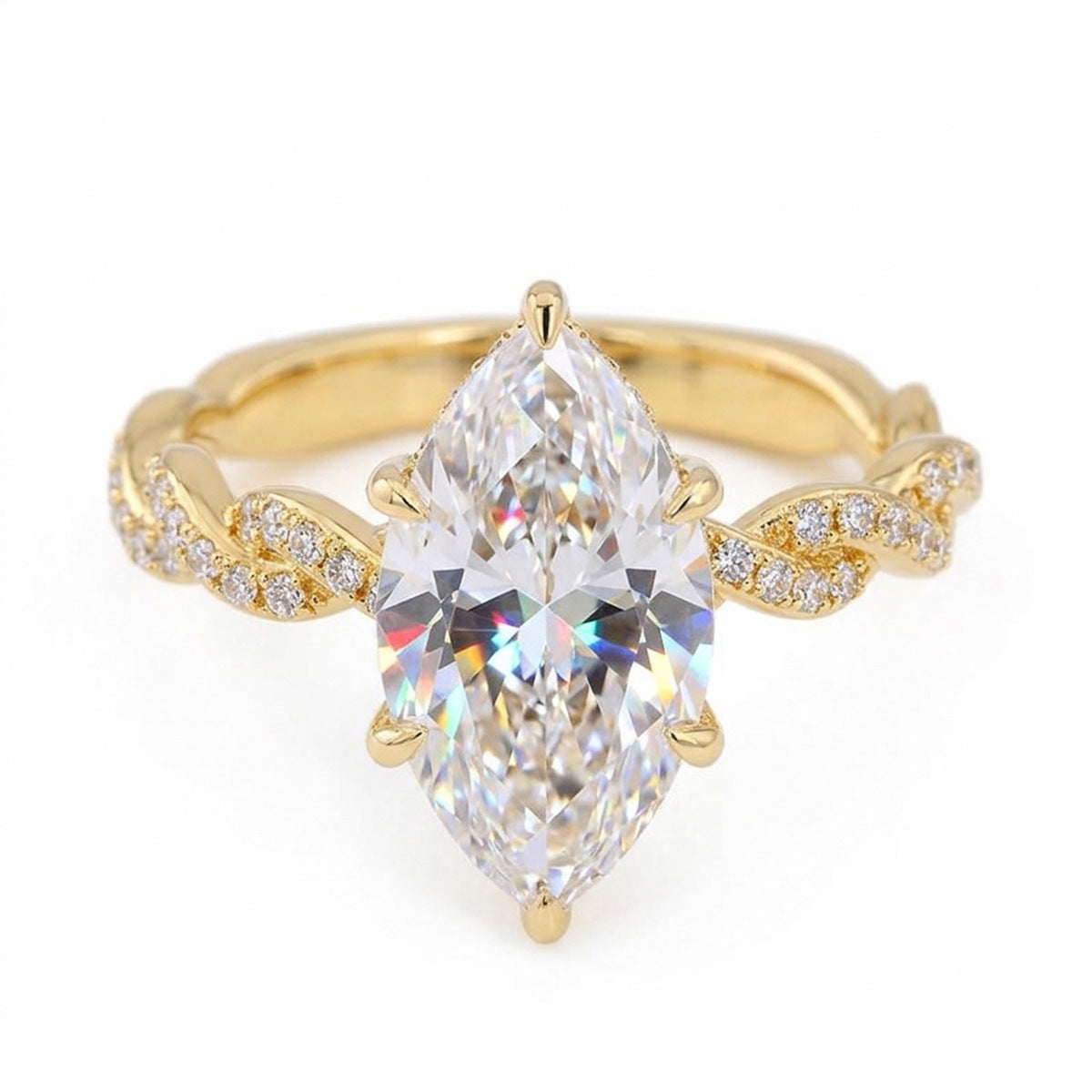 Horse Eye Stone Copper Gold-plated Grade Zircon Eight Hearts Arrows Rings
