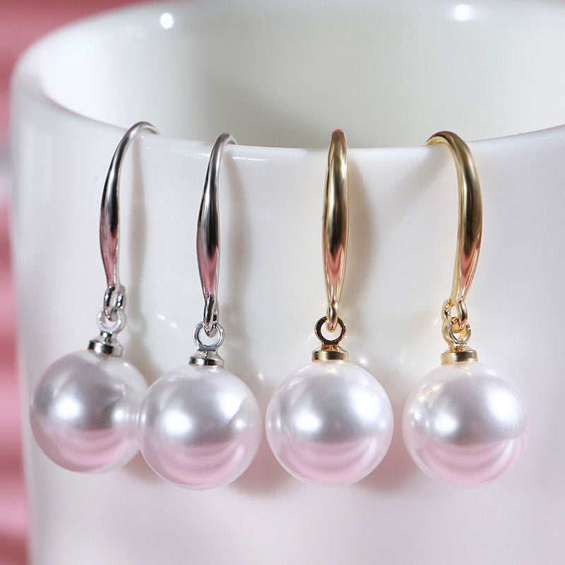 Women's Sterling Sier Purple Shell Pearl Yellow Gold White Powder Earrings