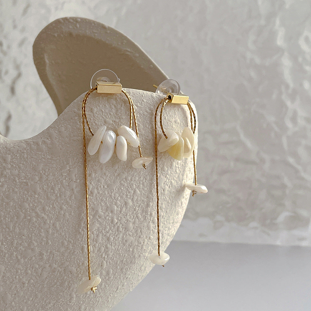 Women's Natural Stone Pull-out Fashion Retro French Lines Irregular Earrings