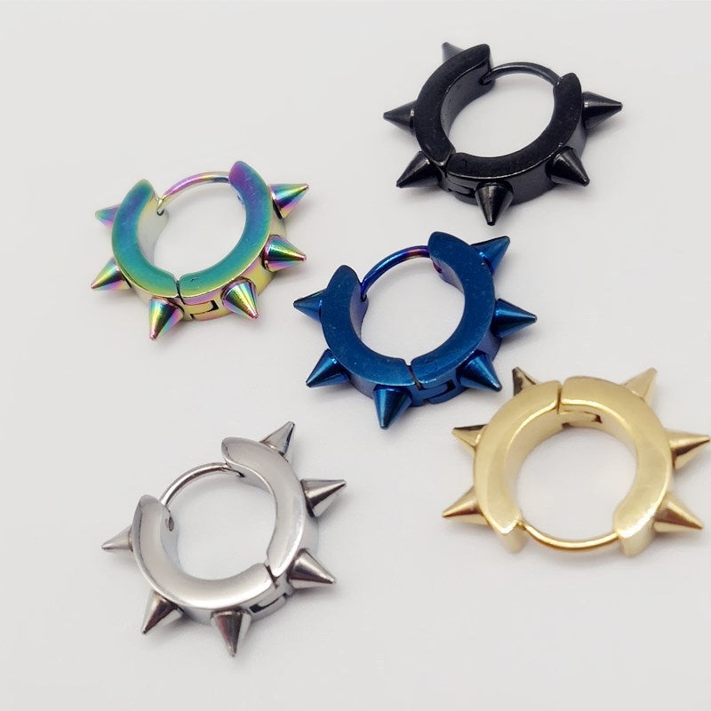 Steel Pointed Cone Ear Clip Fashion Six Earrings
