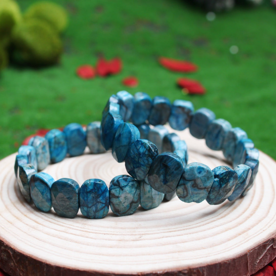 Women's & Men's Natural Stone Beads White Pine Blue Turquoise Bracelet