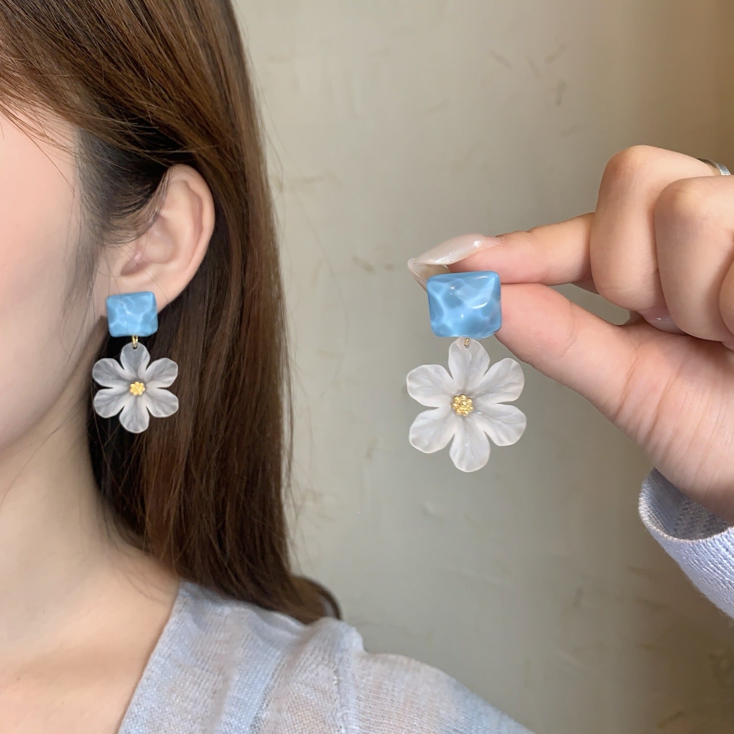 Women's Super Fairy Dopamine Color Mesh Flower Tassel For Unique Beautiful Earrings