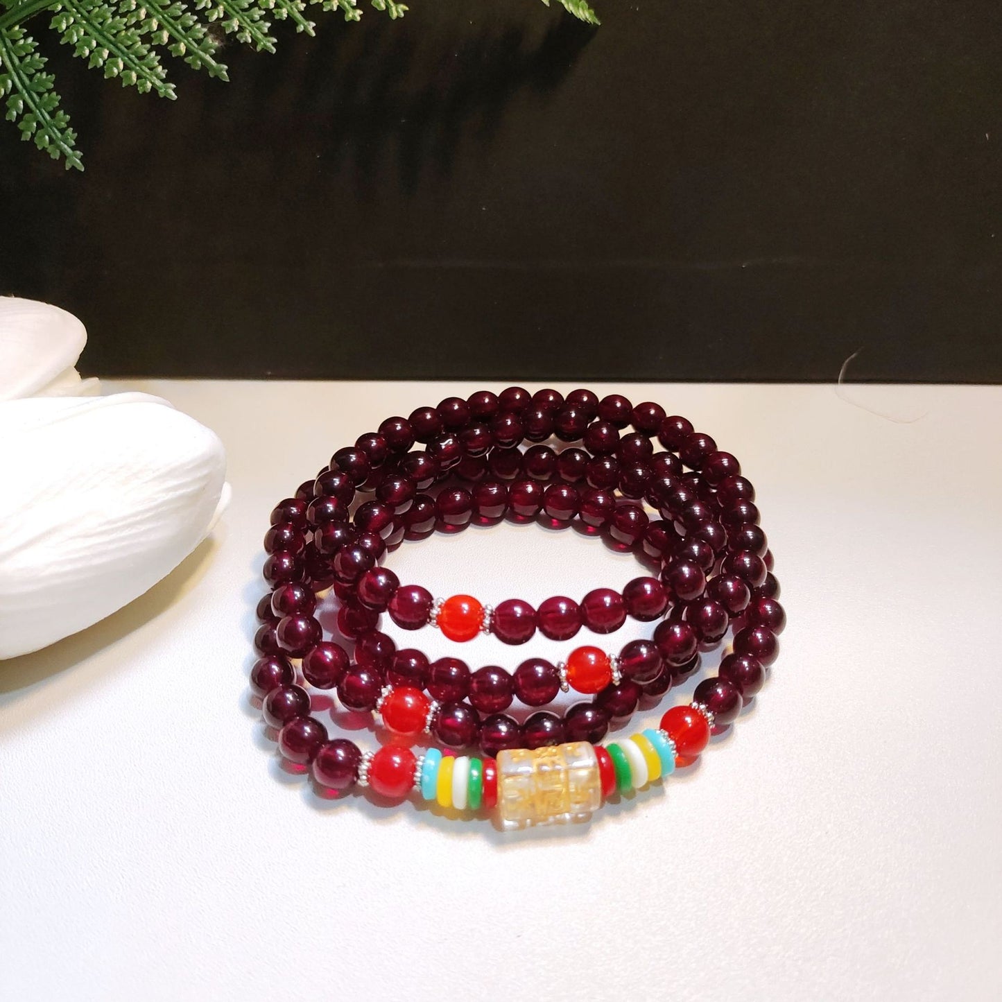 Women's & Men's Beads Four Circles Six Words Mantra Multi Gift Five Bracelet