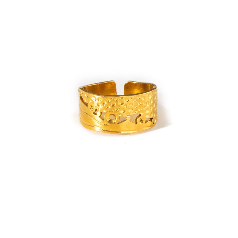 Women's Line Hollow Heart Snake-shaped Design Gold Rings